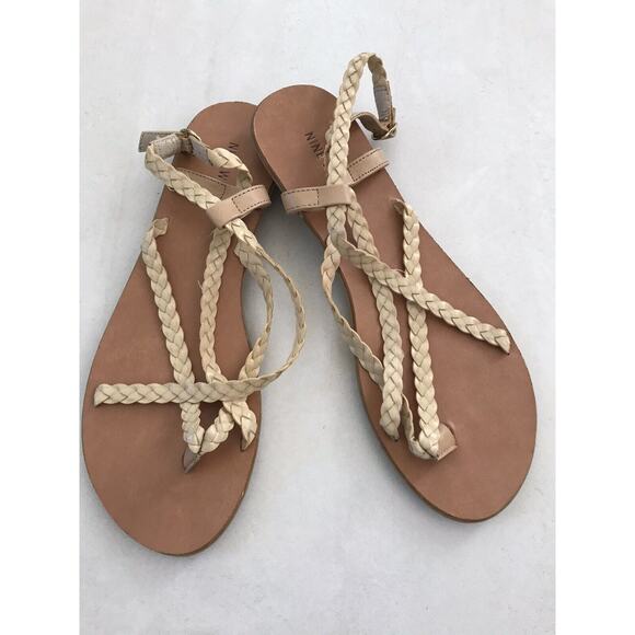 Nine West Sandals Flats Braided Strappy Emmalynol - Picture 1 of 8